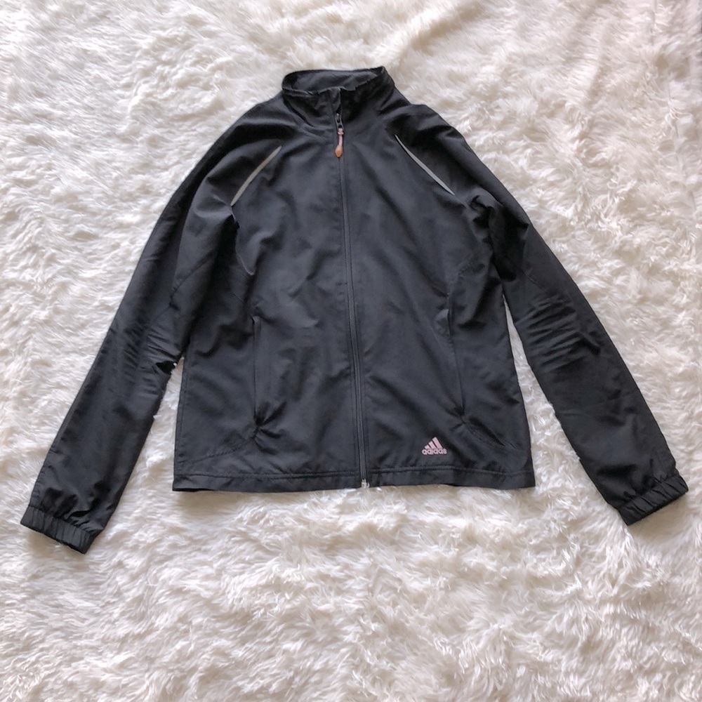 EUC Adidas Black Athletic Wind Breaker Jacket